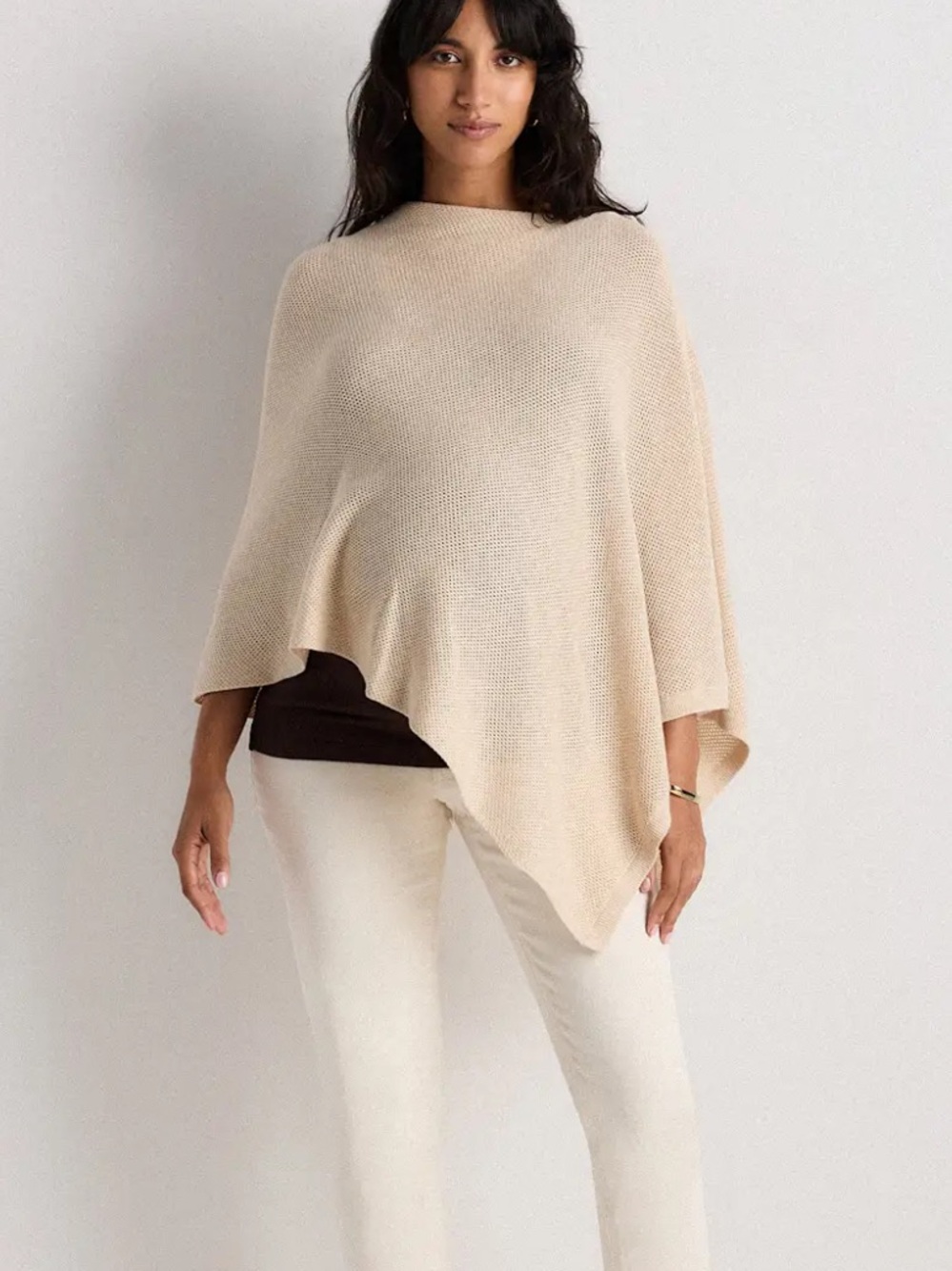 Quince Lightweight Cotton Nursing Shawl in Heather Oatmeal